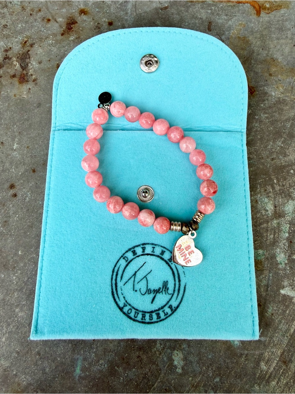 T Jazelle Be Mine Pink Beaded Stretch Bracelet